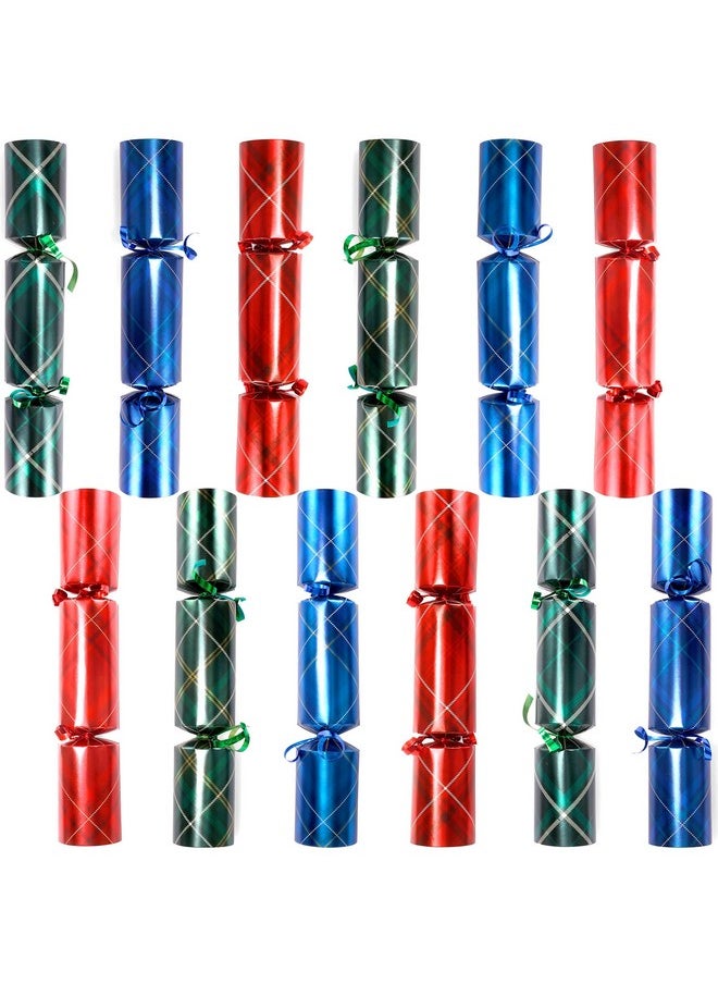 12 Pack Christmas Non-Snap Party Favor, Red, Blue & Green Plaid Party Table Favor Includes Party Hat, Jokes & Gifts, Xmas Gifts Prizes For Christmas Holiday Dinner Traditions Party Supplies