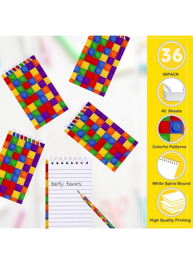 36 Sets Building Block Party Favors Toy Brick Pencils Building Block Notebooks Small Notepads Building Block Party Decorations Goodie Bag Stuffers