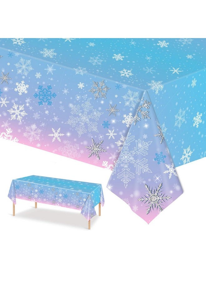 3 Pieces Christmas Snowflake Tablecloth Birthday Party Decorations Supplies Winter Snowflake Table Cloths For Winter Wonderland Decorations Frozen Party Favors 51 X 86 Inch