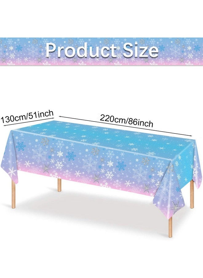 3 Pieces Christmas Snowflake Tablecloth Birthday Party Decorations Supplies Winter Snowflake Table Cloths For Winter Wonderland Decorations Frozen Party Favors 51 X 86 Inch