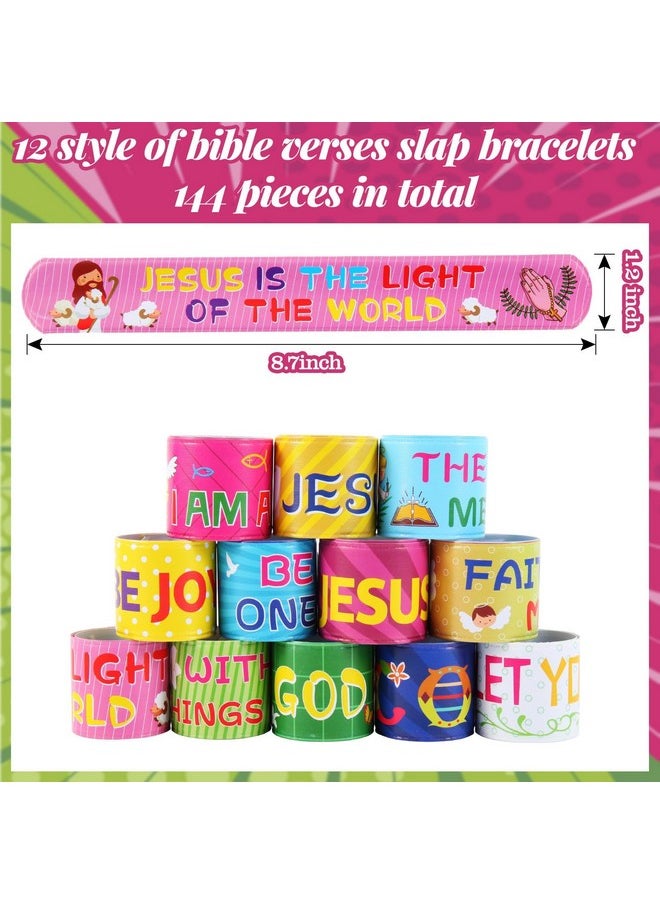 244 Pieces Bible Verses Gifts Set:144 Pieces Bible Verses Slap Bracelets Religious Christian Wristbands 100 Pieces Bible Verses Stickers For Church Gatherings And Additional Activities