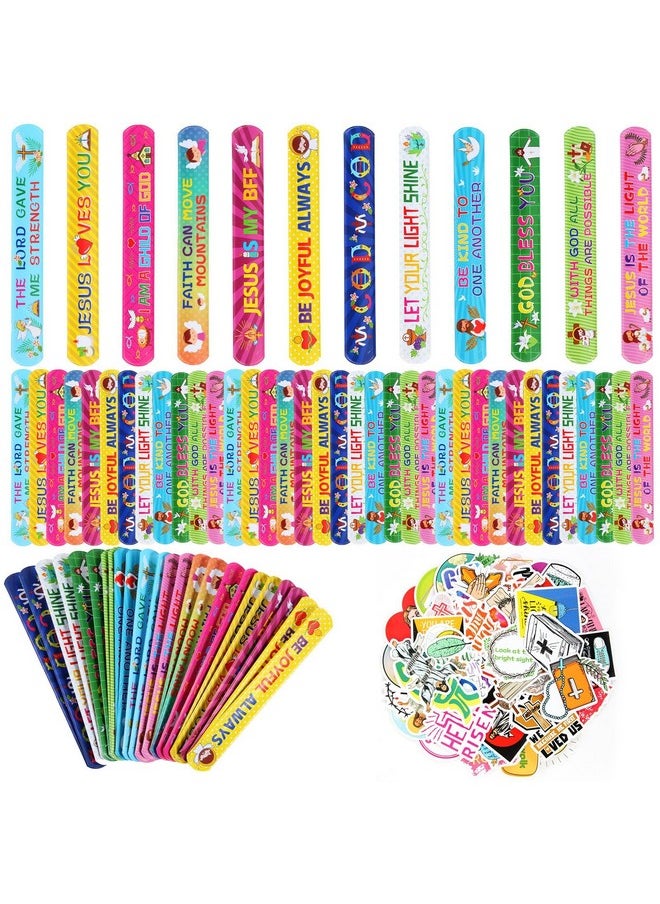 244 Pieces Bible Verses Gifts Set:144 Pieces Bible Verses Slap Bracelets Religious Christian Wristbands 100 Pieces Bible Verses Stickers For Church Gatherings And Additional Activities