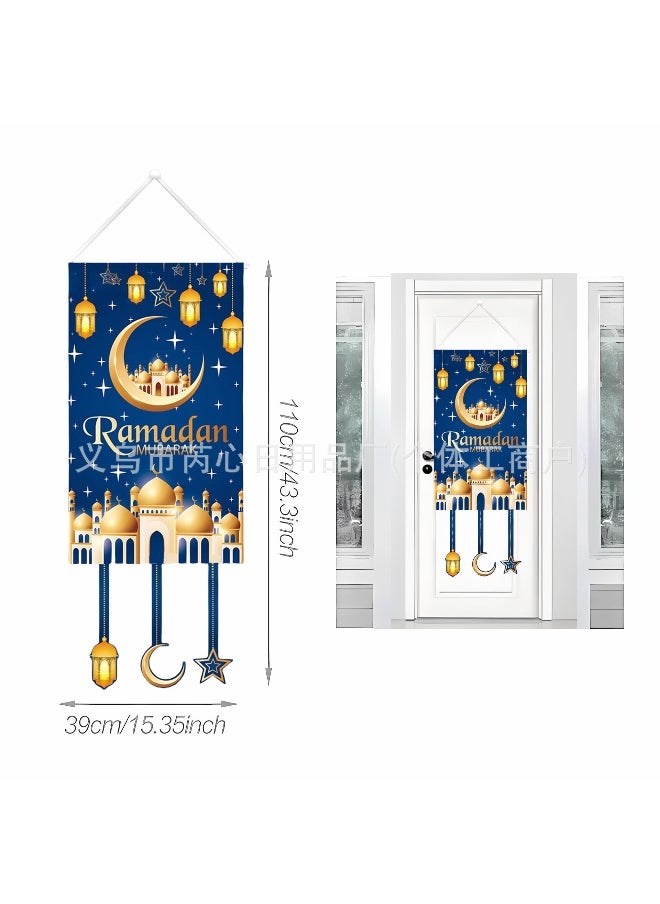 Ramadan Mubarak Couplet-Themed Festival Party Porch Atmosphere Curtain Flag Hanging Home Decor Door Curtain And Backdrop