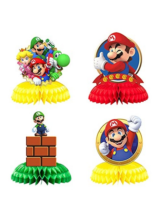 7Pcs Mario Honeycomb Style Centerpiece Mario Themed Party Supplies Mario Birthday Party Desktop Decoration