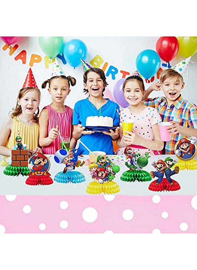 7Pcs Mario Honeycomb Style Centerpiece Mario Themed Party Supplies Mario Birthday Party Desktop Decoration