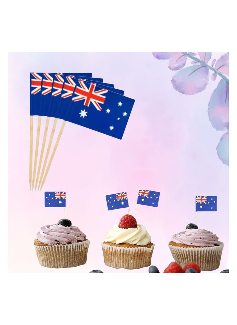 Australia Cupcake Toppers For Decorations–Toothpick Cupcake Toppers–Perfect For Celebrations,Parties And Events–Mini Stick Flags For Decorating Cupcakes,Cakes And Desserts