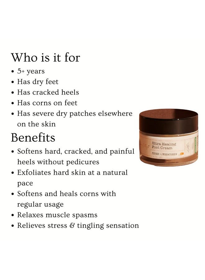 Ultra Healing Foot Cream, 40 Grams, Made With Cold Pressed Oils Of Wheatgerm And Castor, Softens Feet, Heals Cracked Feet, Multi Purpose Balm For Dry Patches