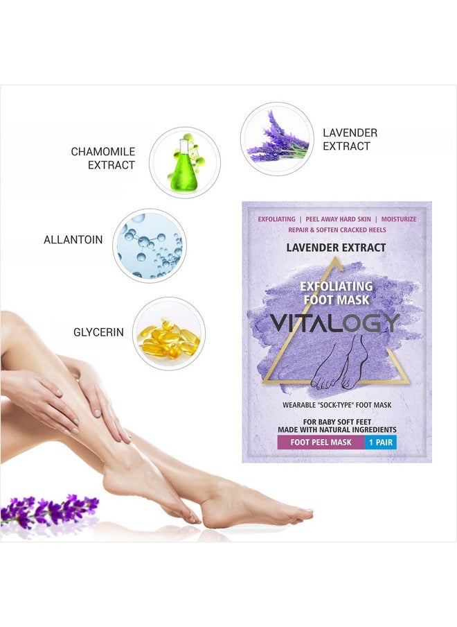 Foot Peel Mask For Dead Skin Removal | Exfoliating Foot Mask Peeling Feet Mask | Foot Hydrating Sock Pedicure Essential | Make Your Feet Baby Soft, Repair Rough Heels, Lavender (2 Pairs)