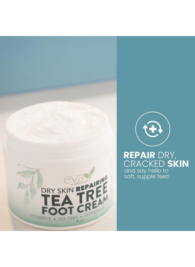 Tea Tree Foot Cream - Foot Lotion With Peppermint, Menthol And Spearmint - Soothing Foot Cream Treatment For Dry Cracked Heels And Feet