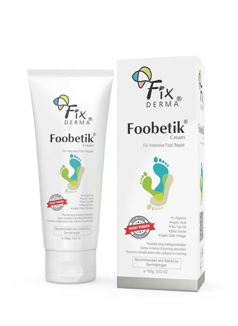 Fixderma Foobetik Cream, Foot cream, Foot care, For Dry & Cracked Feet, Moisturizes & Soothes Feet, Heel Repair, For Calloused, or Chapped Skin, Paraben Free 100gm