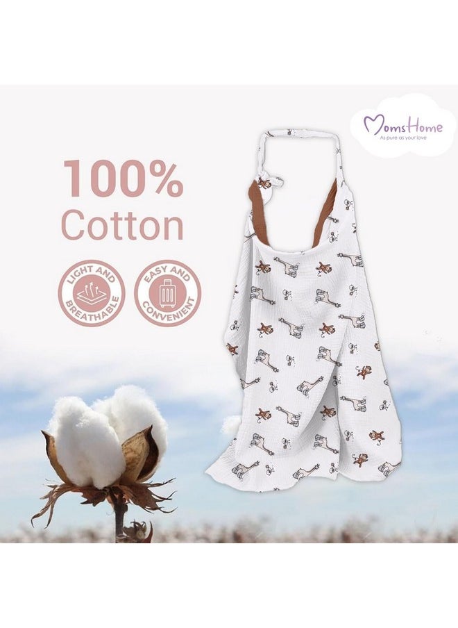 Organic Cotton Muslin Nursing Cover For Breastfeeding Apron | Blue Whale - 1 Count