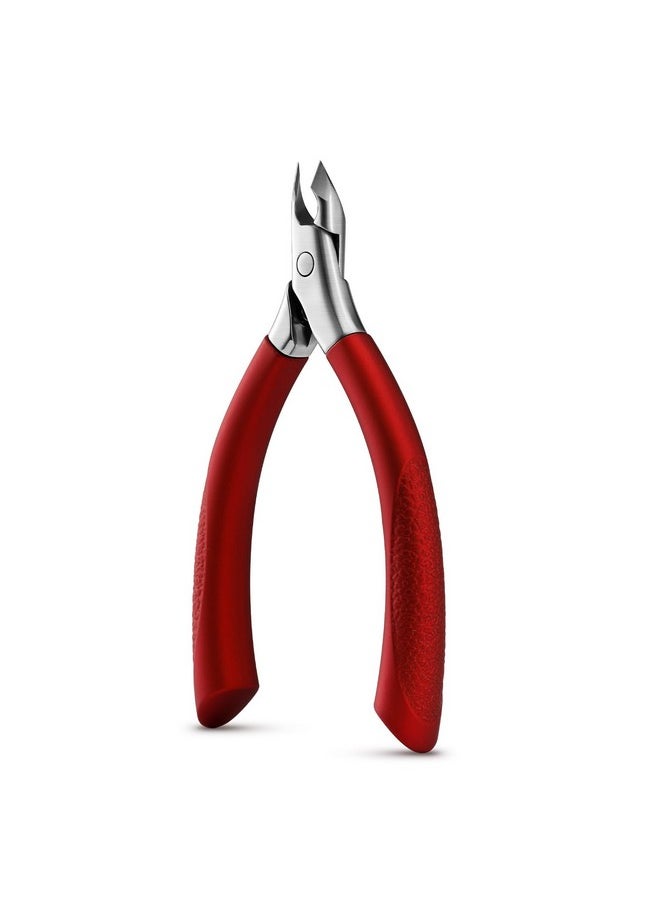 Cuticle Clipper For Salon-Worthy Nails - Professional Half Jaw (5 Mm) Cuticle Trimmers With Silicon Handle For Expert Manicures, Precision Cuticle Cutters Premium Cuticle Tool - Red