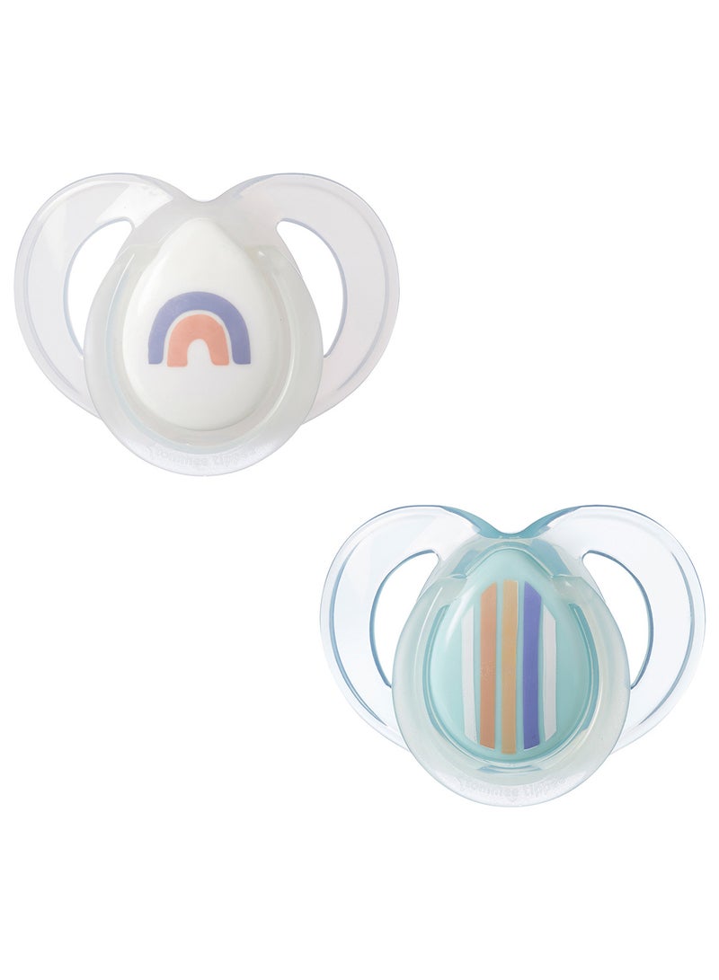 Pack Of 2 Clinically Designed Orthodontic Silky Texture Pacifier With Holder Set For 6-18 Months Multicolour