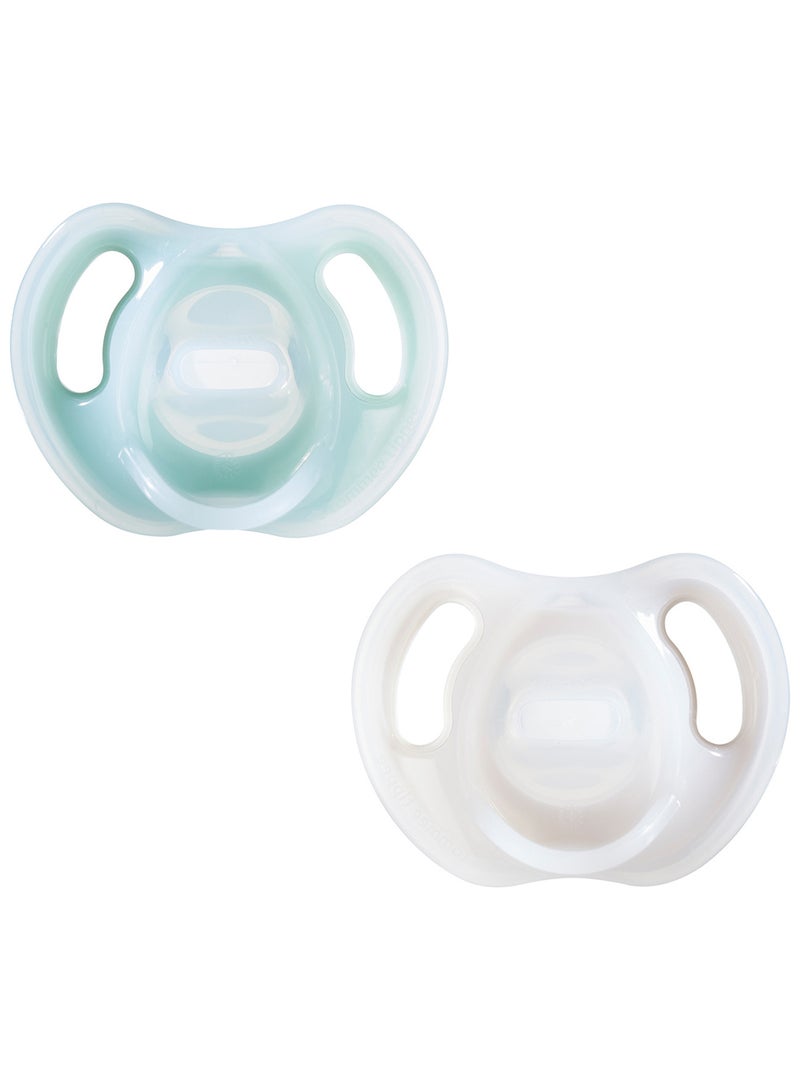 Pack Of 2 Ultra-Light Silicone Soother, Symmetrical Orthodontic Design, BPA-Free, One-Piece Design 0-6M Dummies