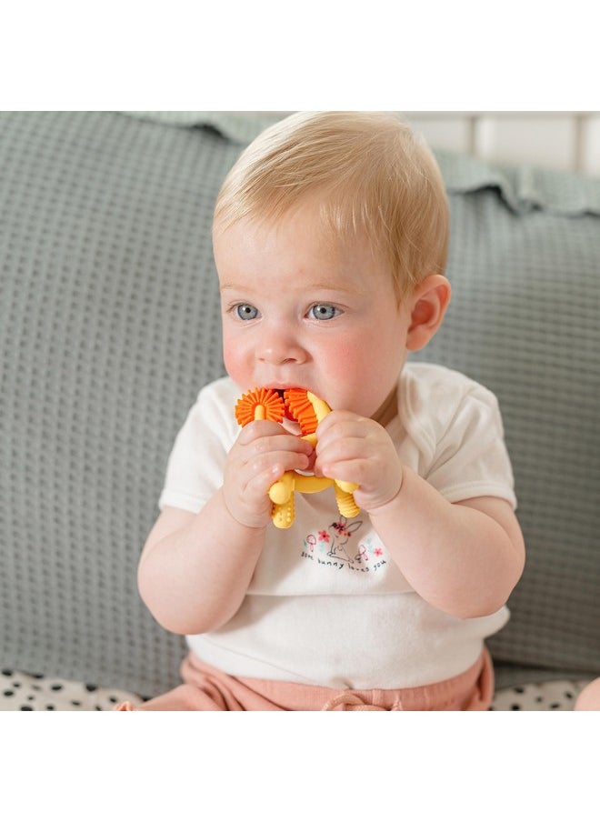 Silicone Geo Zoos Teether - Giraffe Teething Toy For Babies 3+ Months - Soothes And Massages Sore Gums