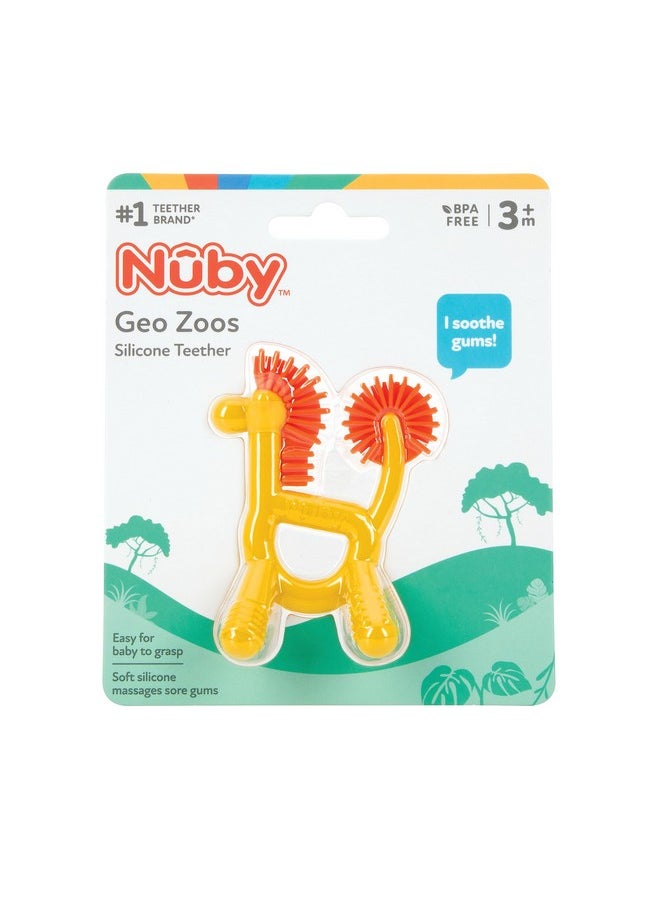 Silicone Geo Zoos Teether - Giraffe Teething Toy For Babies 3+ Months - Soothes And Massages Sore Gums