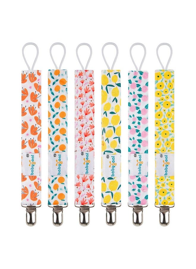 Girl Pacifier Clips, 6 Pack Pacifier Holder For Boys And Girls Fits Most Pacifier Styles & Baby Teething Toys And Baby Gift 6Mp05