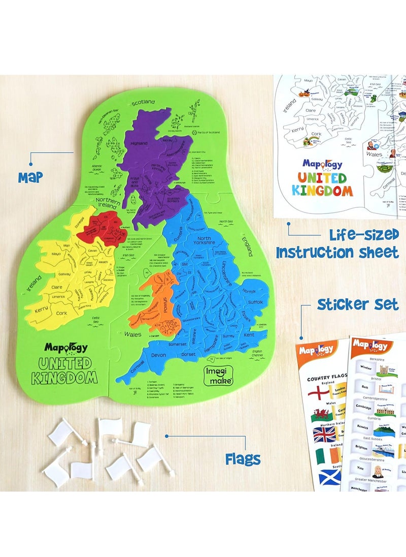 Imagimake Mapology United Kingdom - County Shaped Puzzle Pieces - Educational Toy for Boys & Girls Above 5 Years