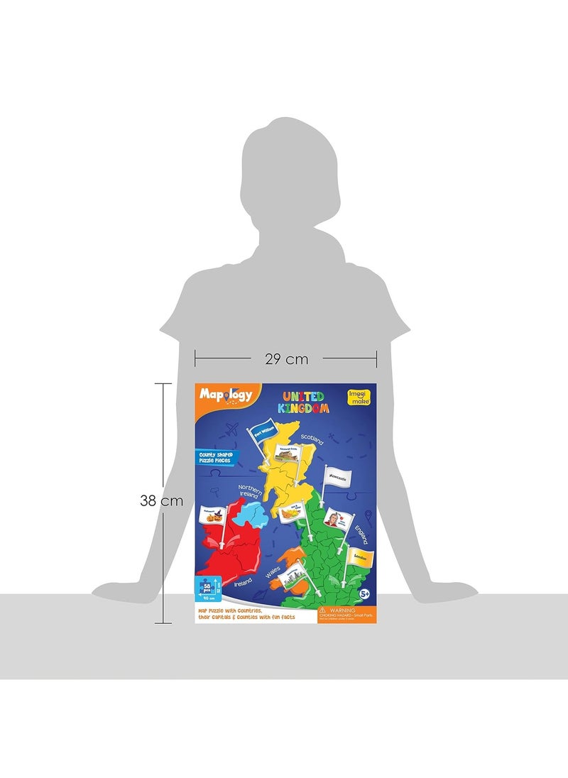 Imagimake Mapology United Kingdom - County Shaped Puzzle Pieces - Educational Toy for Boys & Girls Above 5 Years