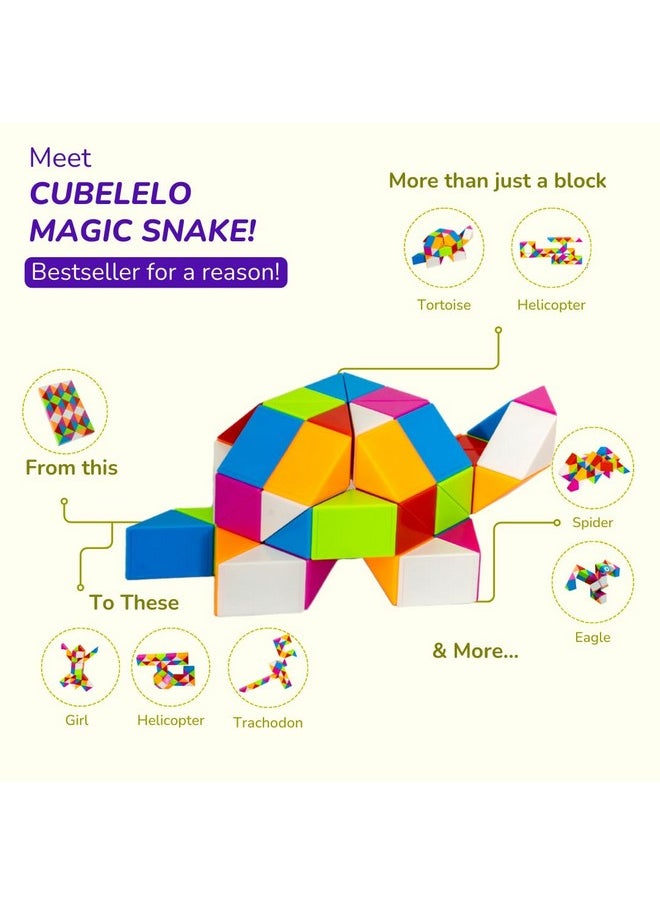 Magic Snake Rainbow Puzzle Cube (60 Wedges) | Twist And Turn Shape Creation Fun Game For Kids Boys Girls And Adults | Multicolor Brain Teaser Stress Buster Toy | For Ages 3 Years And Above