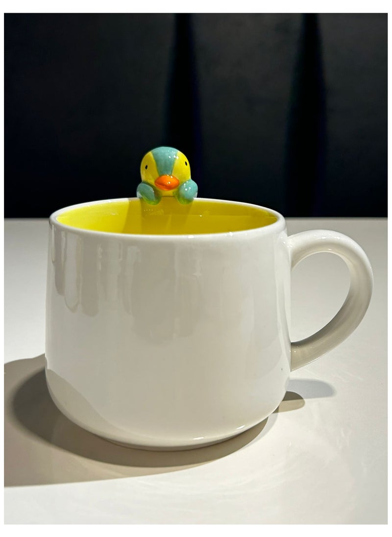 Ceramic Mug with Yellow Duck Ornament, 350 ml