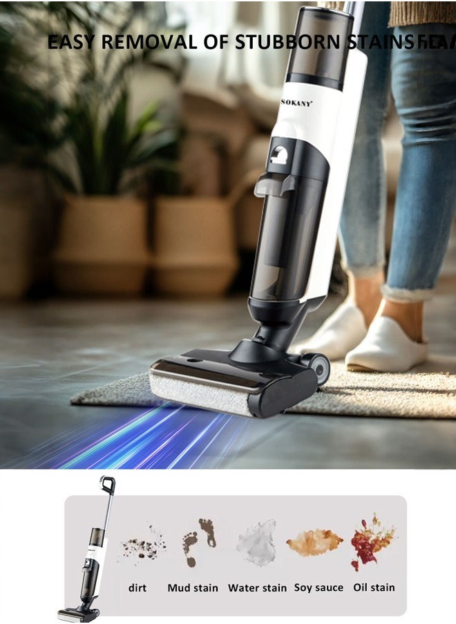 All In One Wet and Dry Cordless Vacuum Cleaner,Smart Vacuum Mop with Self-Cleaning, 25min Runtime, Multi-Surface Cleaning, Ideal for Hard Floors, All corners, sticky messes and pet Hairs 175 W SK-13040 White