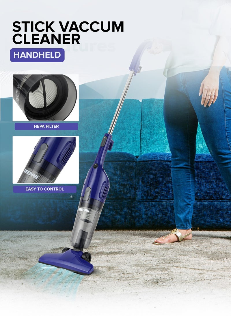 Stick And Handheld Vacuum Cleaner, HEPA Filter, 1.2L Dust Bag Capacity, 600W Powerful Motor, Transparent Dust Cup for Easy Check, Lightweight Body And Low Noise 1.2 L 600 W GVC19055-BL Blue