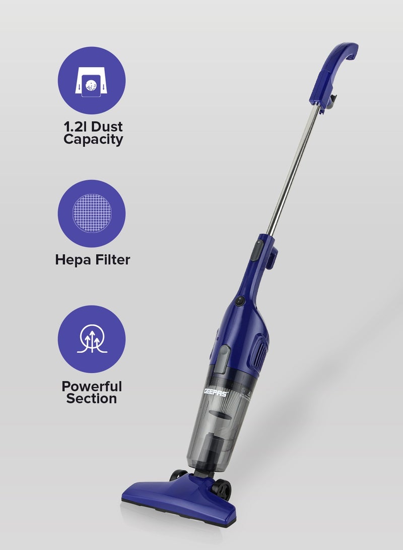 Stick And Handheld Vacuum Cleaner, HEPA Filter, 1.2L Dust Bag Capacity, 600W Powerful Motor, Transparent Dust Cup for Easy Check, Lightweight Body And Low Noise 1.2 L 600 W GVC19055-BL Blue