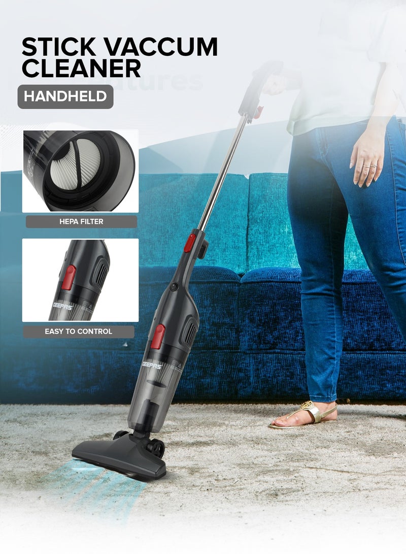 Stick And Handheld Vacuum Cleaner, HEPA Filter, 1.2L Dust Bag Capacity, 600W Powerful Motor, Transparent Dust Cup for Easy Check, Lightweight Body And Low Noise 1.2 L 600 W GVC19055-GR Grey