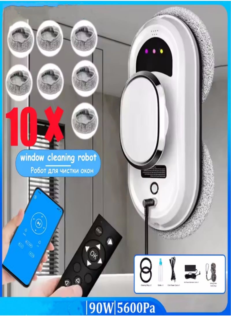 Window Cleaner Robot,Smart Glass Cleaning Robotic with 5600Pa Strong Suction,Remote Control Window Cleaning Robot for Windows/Tiles/Class Door