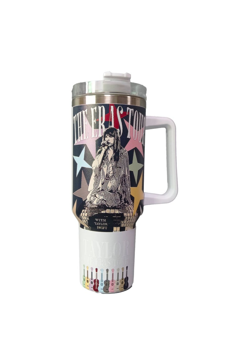 40HZ Iced Coffee Cup Tumbler with Handle and Straw Insulated Stainless Steel Vacuum Cup for Hot and Cold Drinks Water Bottles