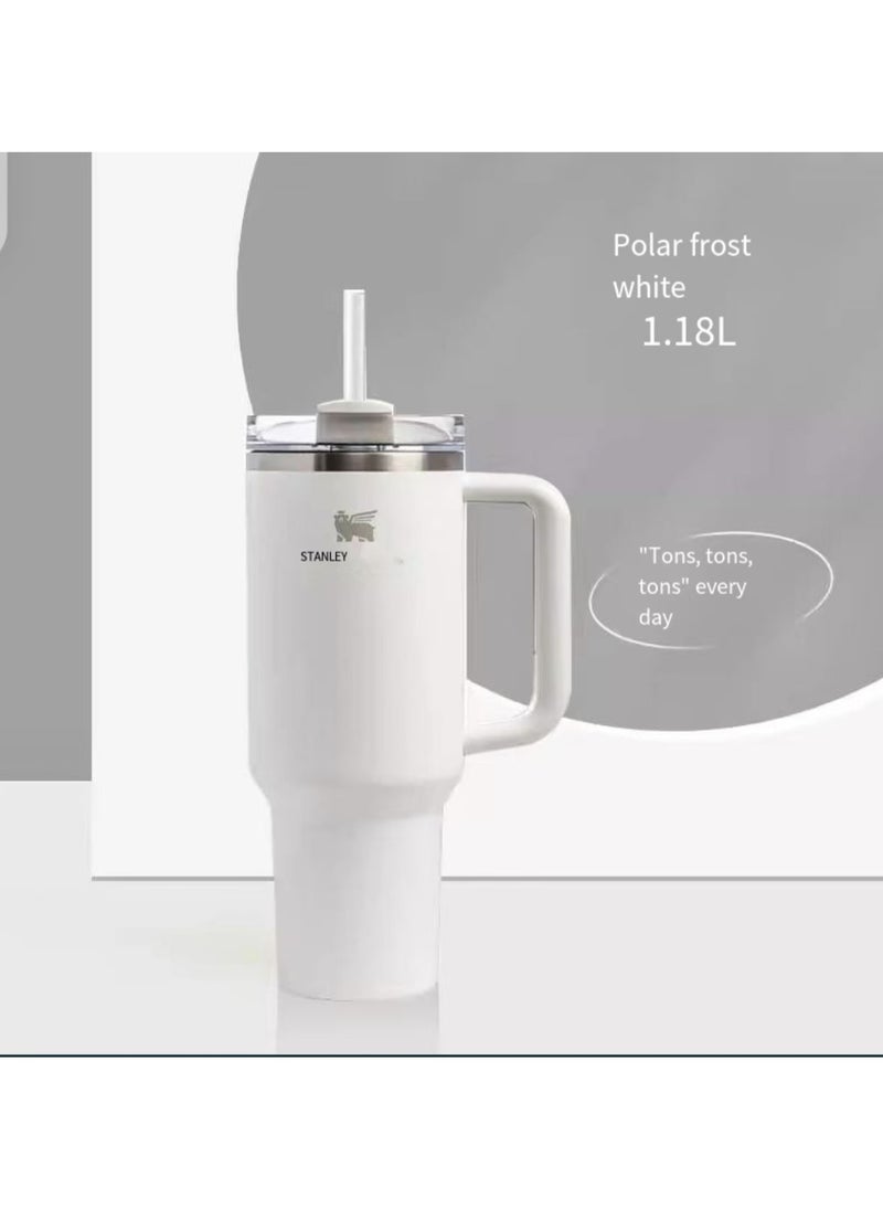 Stainless steel vacuum insulated cup with lid and straw, suitable for water, iced tea or coffee, smoothies, etc