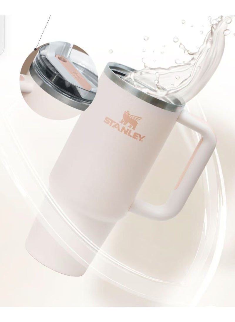 Stainless steel vacuum insulated cup with lid and straw, suitable for water, iced tea or coffee, smoothies, etc