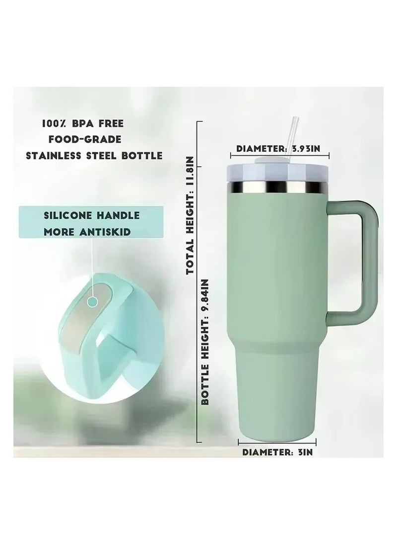 40HZ Iced Coffee Cup Tumbler with Handle and Straw Insulated Stainless Steel Vacuum Cup for Hot and Cold Drinks Water Bottles