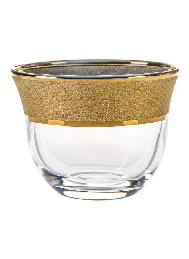 6-Piece Glass Coffee Cup Clear/Gold 4x5.5cm