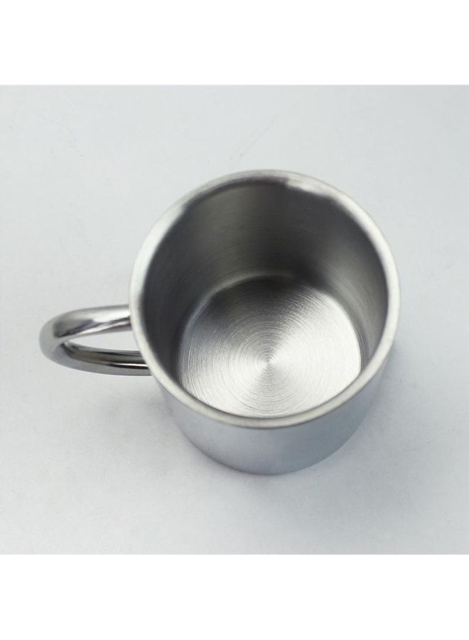 Double Insulation Coffee Mug with Lid Silver