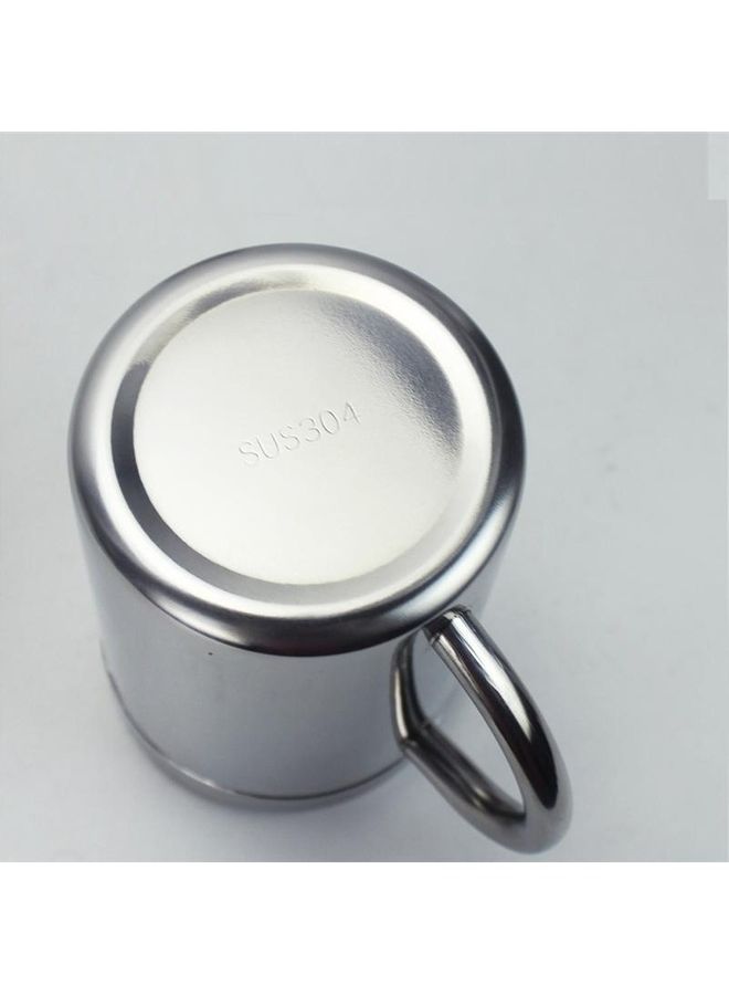 Double Insulation Coffee Mug with Lid Silver