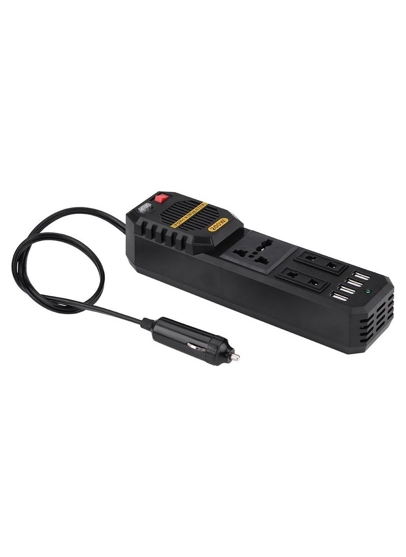 200W Power Inverter, DC 12V to AC 220V Car Power Inverter with 4 USB Port Cigarette Lighter