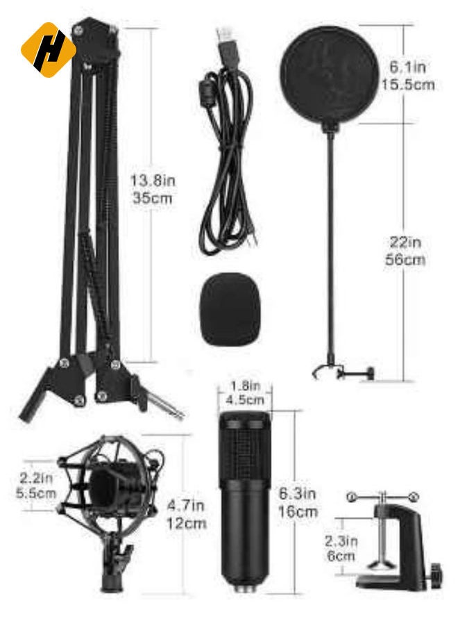 USB Condenser Microphone Kit with Adjustable Stand