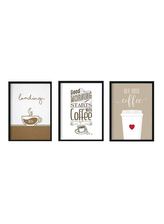 3-Piece Wooden Framed Wall Art Painting Set Multicolour 32 X 22 X 2centimeter