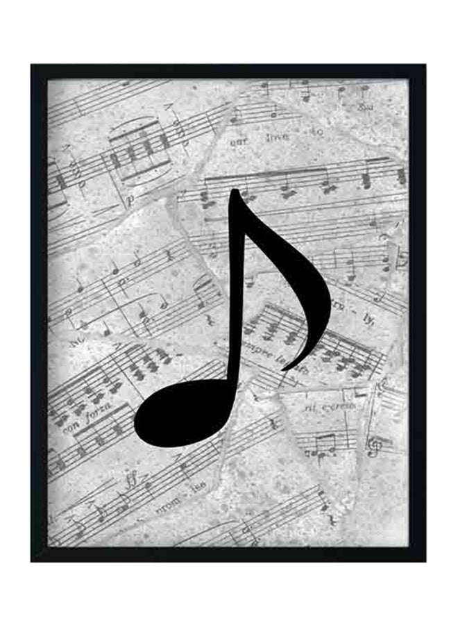 Music Wooden Frame Wall Art Painting Black/White 32 X 22 X 2centimeter