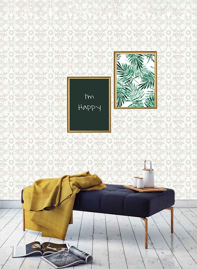 2-Piece I'm Happy Wooden Framed Wall Art Painting Set Multicolour 33x2x22centimeter