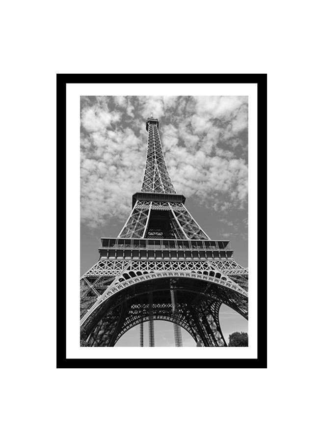 Wooden Eiffel Tower Themed Frame Black/White/Grey 40x30cm