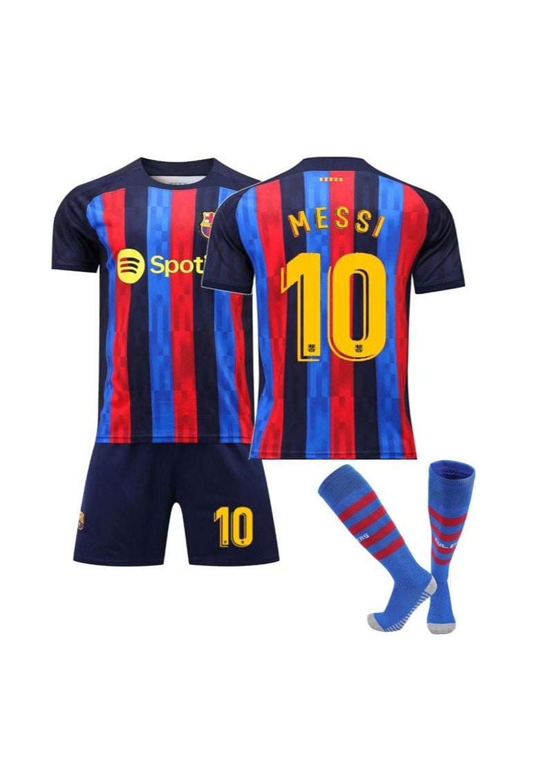 Barcelona away jersey, No. 10 Mess adult kids soccer kit + socks