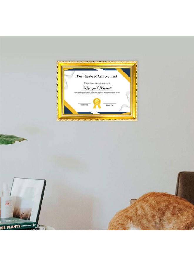 Classic Design A4 Document Certificate Frame –  Real Glass, Wall Mount Tabletop Display, Gold, 25x34cm Frame Size, 4Pcs