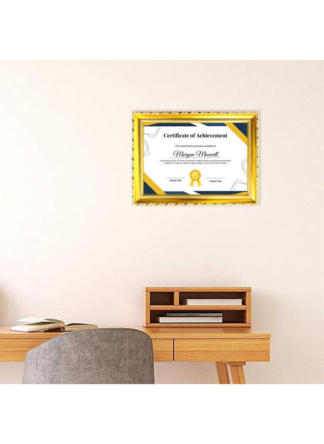 Classic Design A4 Document Certificate Frame –  Real Glass, Wall Mount Tabletop Display, Gold, 25x34cm Frame Size, 4Pcs