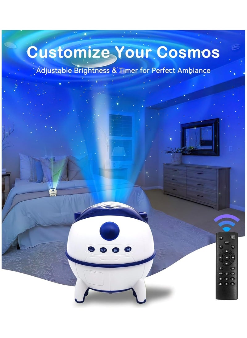 Galaxy Projector - Sound-Activated Star Projector with Timer, Bluetooth Speaker, and Night Light for Bedroom, Car, Party Decoration, and Game Rooms