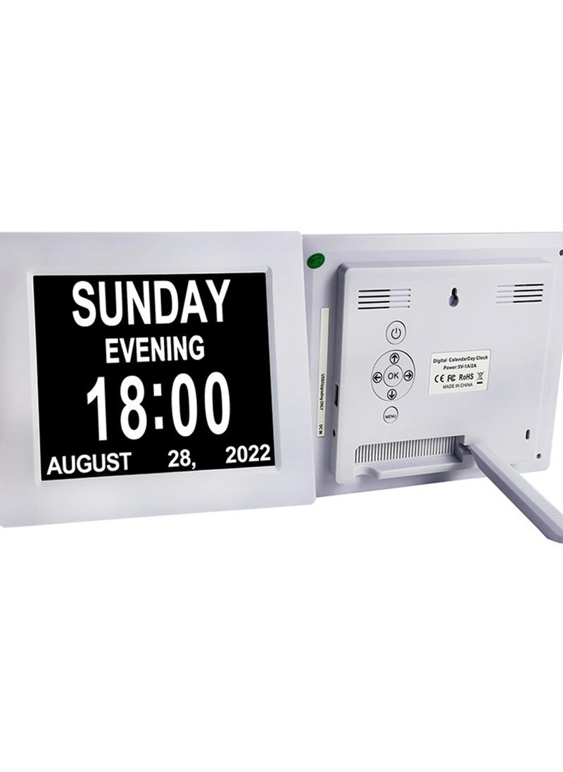 7-Inch Digital Clock Frame Digital photo frame LCD clock desktop electronic photo album calendar elderly medicine alarm clock white