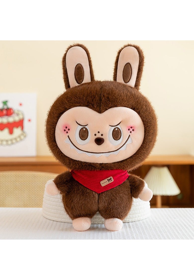 THE-MONSTERS Exciting Labubu Doll Vinyl Face Series Figures Toy Labubu Plush Toy, Gift for Children, 30cm, Brown