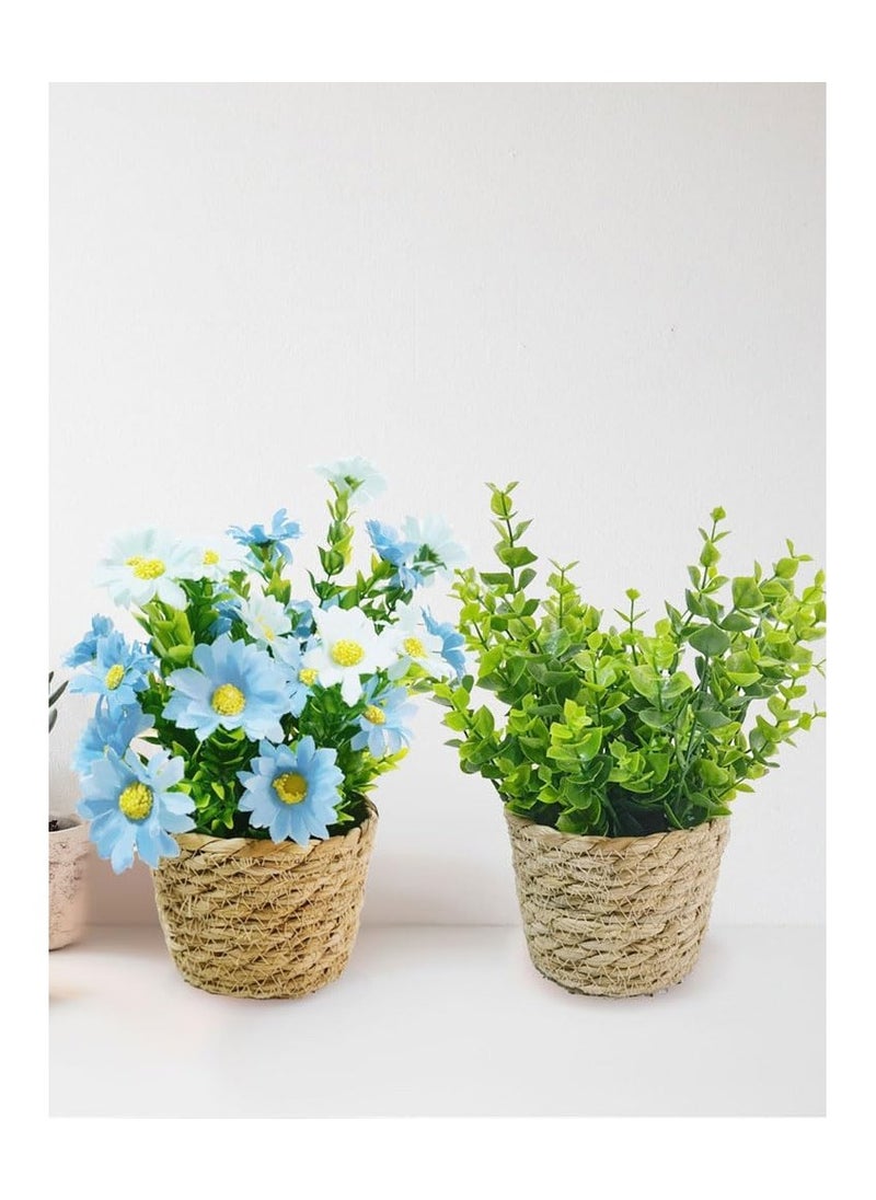 Artificial Potted Flowers Plants Realistic Fake Daisy Flowers